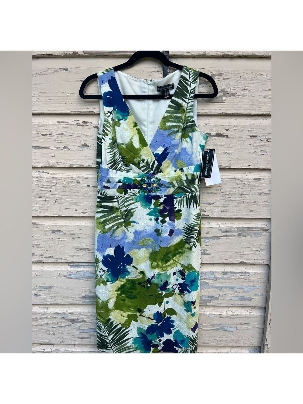 Jessica Howard Tropical Hawaiian Vacation Cruise Floral Shift Midi Dress 6